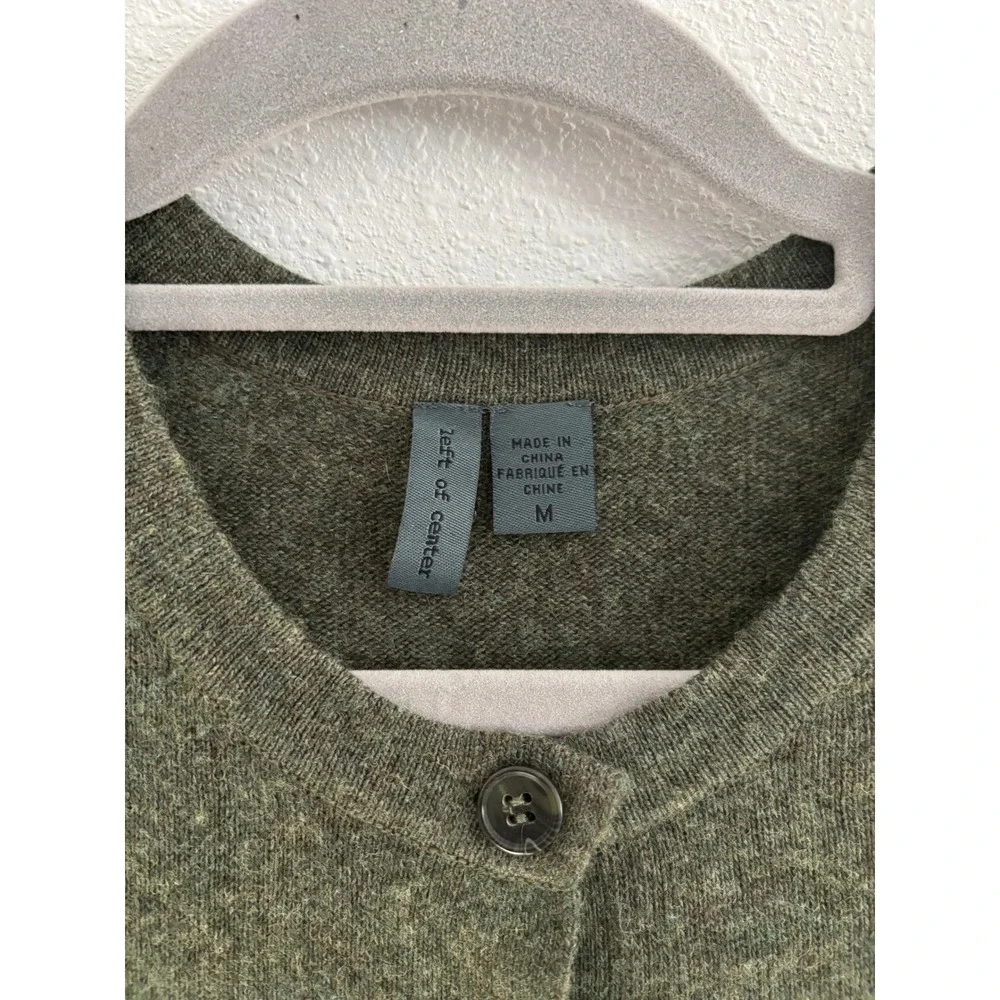 Left Of Center Cashmere Lambswool Cottagecore Cardigan‎ M Green Ruffled Sleeve
